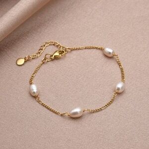 18k gold plated Elegant Gold Pearl Bracelet